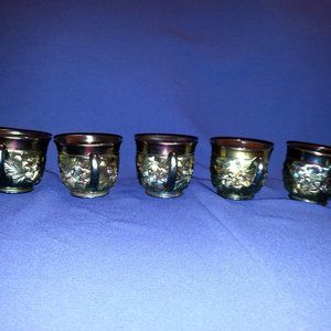 5 Antique Northwood Acorn CARNIVAL GLASS PUNCH CUP